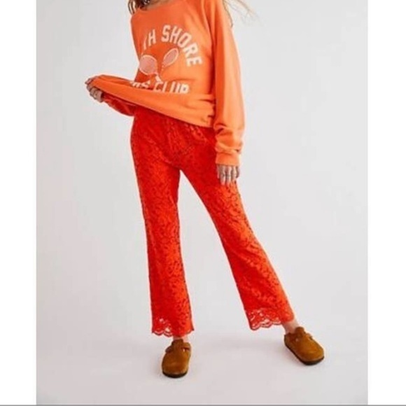 Free People Pants - Women's Orange Lace Pants